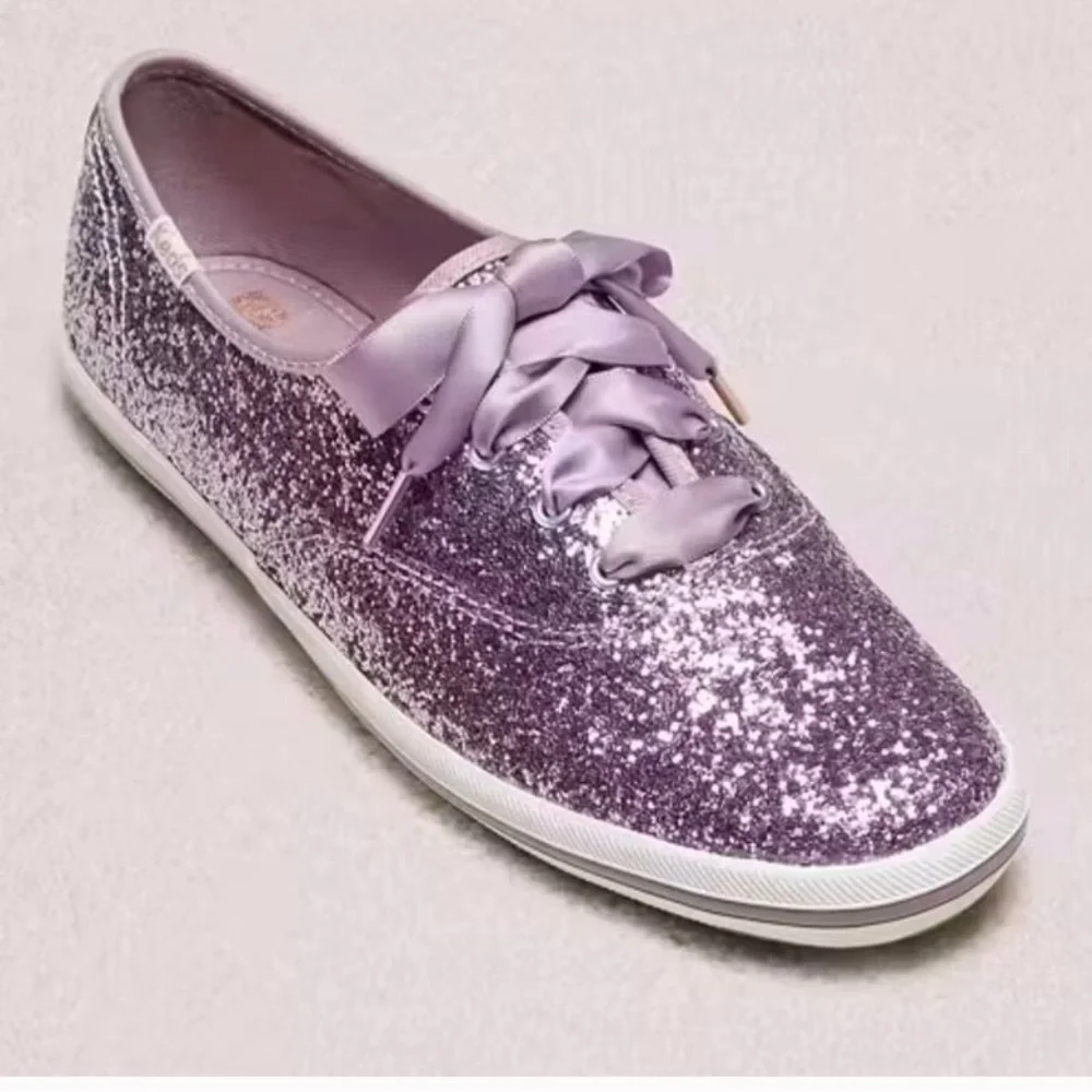 Keds Kate Spade New York Champion Pink lavender Glitter Sneakers Keds sz‎ 7